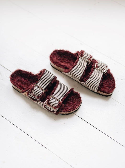 MEDI Womens Sheepskin Buckle Sandal (Buckle Strap, Cork Sole)