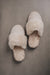 Birds eye view of Veronica Vanilla Sheepskin Slippers on Concrete Surface