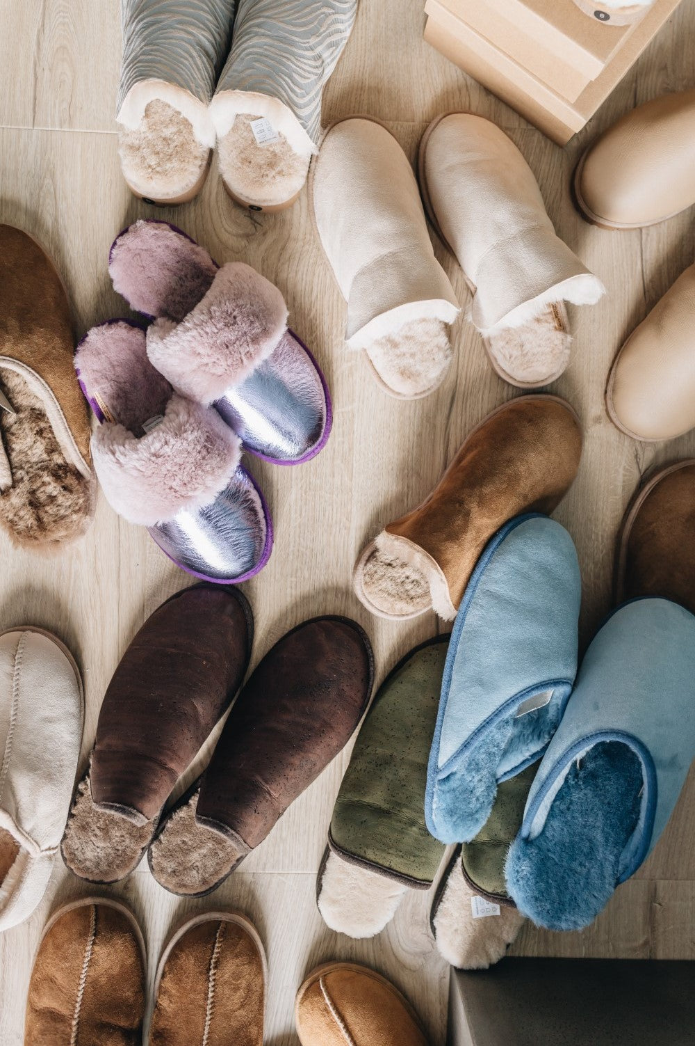 Sheepskin Slippers in Front of Warm Fire