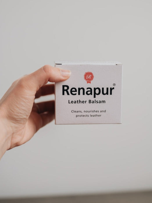 white box with Renapur branding for Leather conditioner balm