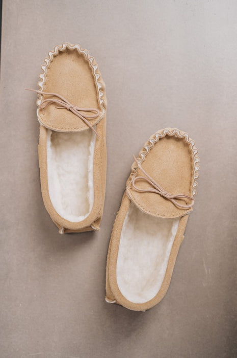 Womens Moccasin Slipper with sole british made