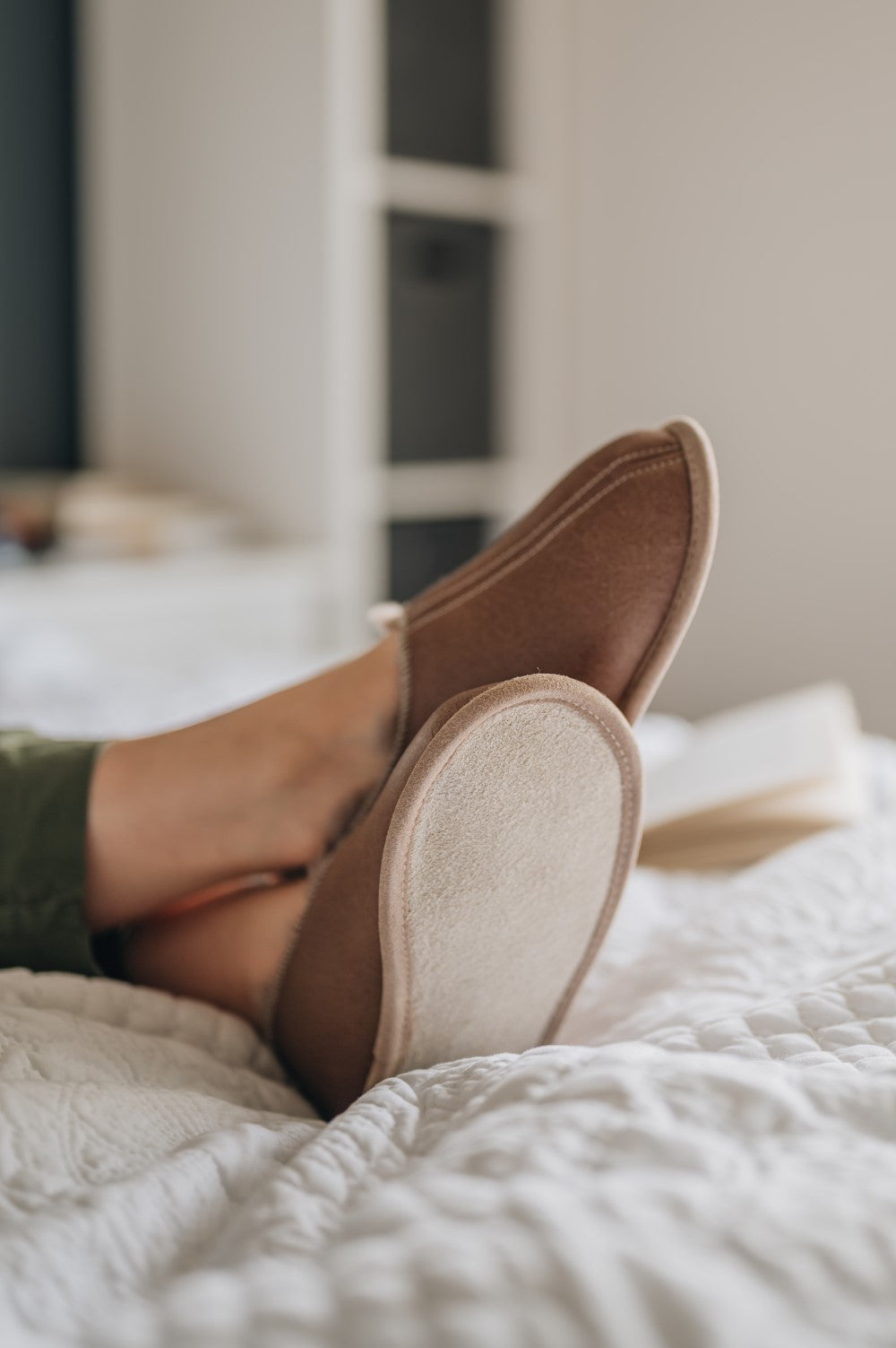 ulla asphalt sheepskin soft sole womens slippers by shepherd of sweden