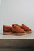 Rust coloured loafer style sheepskin slipper - Tomos profile view