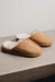 Tan coloured loafer style sheepskin slipper - Willow profile view